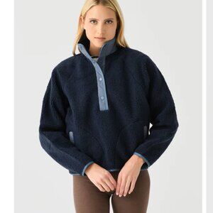 Faherty Fireside Fleece Popover Sherpa Sweater Navy S